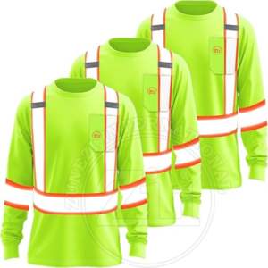 Camiseta de Trabajo de Alta Visibilidad Reflectante de Manga Larga, Clase 1, Algodón, Uniforme para Construcción y Minería, con Luz LED Intermitente, Impermeable - Product Image 1
