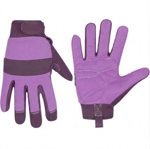 Purple Camo Work <b>Gloves</b> With Textured Fingertips Anti-Slip Elastic Wristband Polyester Material General Purpose Safety <b>Gloves</b> - Product Image 3