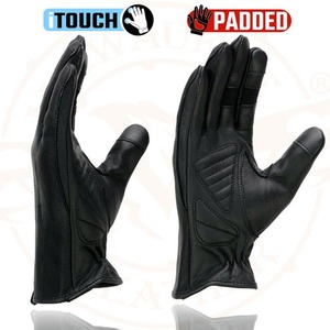 Gants de moto classiques en cuir noir de haute qualité, style motard, à doigts entiers, avec lacets ajustables, faible MOQ, fournisseur en gros - Product Image 6
