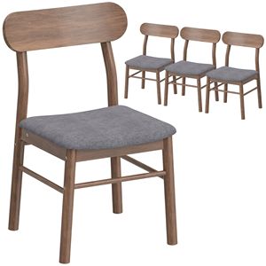 Set of 4 Gray Dining <b>Chairs</b> Upholstered with <b>Padded</b> Seat and Rubberwood Legs for Kitchen and Dining Room - Product Image 2