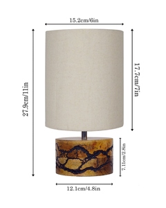 Lampe de table en bois fractal antique, abat-jour tambour, artisanale unique, pour chambre, bureau, décoration intérieure, vente en gros, OEM - Product Image 2