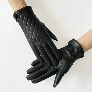 Genuine Leather Eco-Friendly Fashion High Sheepskin <b>Gloves</b> <b>Touchscreen</b> Compatible Thermal Silk Lining-Stay Warm Beach Party Use - Product Image 2