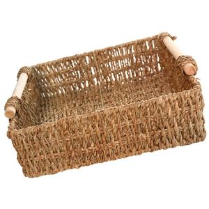 Panier de rangement multifonctionnel de forme rectangulaire moderne, organisateur tissé en fibre végétale écologique pour le désordre et l'usage domestique - Product Image 1