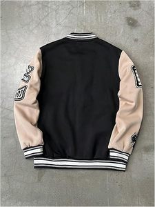 Urban College Style Varsity <b>Jacket</b> – Unisex Bomber Outerwear with Soft Fabric, Ribbed Collar and Sleeves, Comfortable Winter - Product Image 3