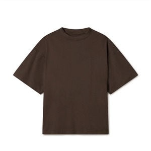 T-shirt en coton marron uni surdimensionné pour homme, manches courtes, col rond, coupe décontractée, longueur normale, jersey tricoté, couleur unie - Product Image 1