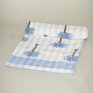 Indian Bohemian Kantha Cotton Quilt Handmade Embroidered Washable Reversible Lightweight Floral <b>Bedspread</b> for Home & Hotel Use - Product Image 4