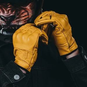 Guantes de Motociclista de Cuero de Cabra Genuino de Primera Calidad con Forro Interior Cálido y Acolchado de Espuma para Prevenir Lesiones - Product Image 3