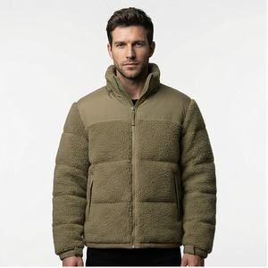 Veste bouffante en Sherpa à col haut avec logo personnalisé pour hommes manteau rembourré à capuche d'hiver haut de gamme sweat-shirt pour hommes vestes mode pour hommes - Product Image 1
