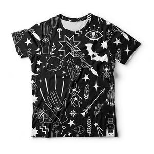 T-shirt imprimé gothique pour homme, manches courtes, col rond, coupe classique, motif noir et blanc, jersey en coton, impression numérique - Product Image 6