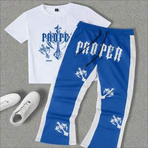 Conjunto de 2 Piezas de Ropa Urbana de Verano para Hombre, Camiseta y Pantalones Jogger, Manga Corta, Poliéster/Algodón, Transpirable, Secado Rápido, Personalizable al por Mayor - Product Image 1