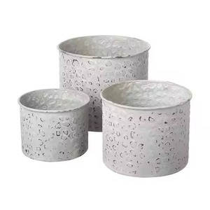 Galvanized Metal Bucket With Handles Durable Outdoor Garden Planter For Flower Green Plant <b>Container</b> Planter Pot - Product Image 6
