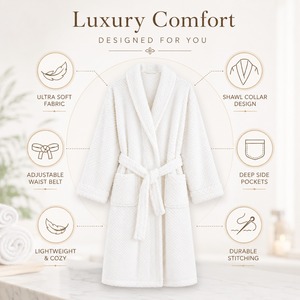 Wholesale Supply 100% Cotton Terry Bath <b>Robe</b> for After Shower Hotel Guest Spa Sauna Pool and Home Use Available for Best Price - Product Image 3
