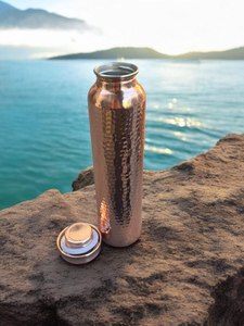 Pure Hammered <b>Copper</b> Water <b>Bottle</b> Handmade Ayurvedic <b>Drinking</b> <b>Bottle</b> With Leak Proof Lid Reusable Eco Friendly Metal Hydration - Product Image 2