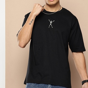 T-shirt pour homme à manches courtes noir, nouvelle édition, col rond uni, coupe classique, décontracté, 100% coton, 180g - Product Image 6