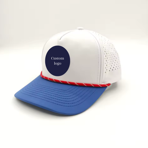 OEM ODM Vente en gros Casquette de baseball à 5 panneaux Structure en caoutchouc personnalisée Logo PVC Casquette de golf Trou découpé au laser avec corde Fabricant du Vietnam - Product Image 2