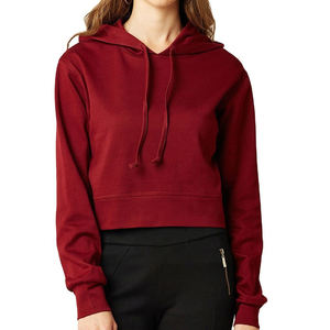 Women's Hooded Crop Sweatshirt Solid Color Long Sleeve Cotton Autumn Wear New Stylish Cheap Hot Selling Crop Top - Product Image 6