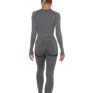 breathable stretch activewear for gym workout tummy control leggings and crop top yoga set - Product Image 3