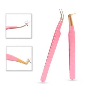 Pinzas Quirúrgicas Morje de Acero Inoxidable Rosa para Pestañas, con Puntas Lisas y Dentadas, Herramienta de Precisión para la Aplicación de Extensiones de Pestañas - Product Image 5