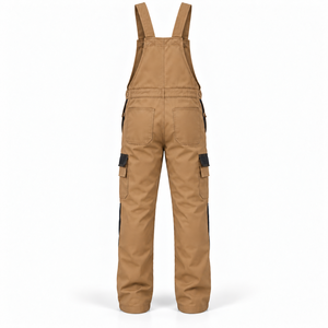 Overoles de Trabajo Personalizados OEM para Hombre, Color Bronceado, con Paneles Reforzados en las Rodillas, Múltiples Bolsillos, Tirantes Ajustables, Ropa de Trabajo para la Construcción - Product Image 3