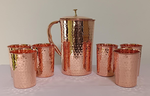 Carafe en cuivre pur faite à la main, best-seller, avec couvercle, pichet à eau traditionnel en cuivre pour la santé et le bien-être, utilisable dans le monde entier - Product Image 6