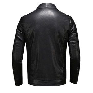 Blouson en cuir 100% pour homme, grande taille, poche noire, fermeture éclair, col à revers, coupe ajustée, hiver, écologique, coupe-vent, haute qualité - Product Image 4