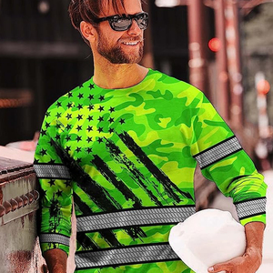 Custom Flag High Visibility Shirt Custom Name Reflective Safety Workwear <b>Runners</b> Walkers Sublimation Print Safety Shirts - Product Image 6