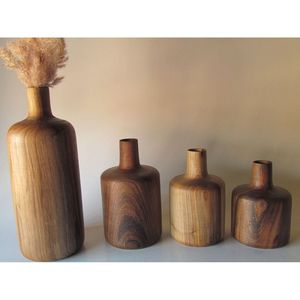 Vase décoratif d'intérieur en bois, collection bambou et bois - Product Image 6