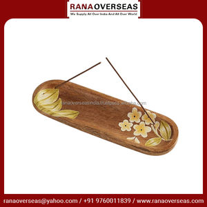 Plateau d'encens en bois à motif floral Support en forme de bateau fabriqué à la main Idéal pour la spiritualité de l'aromathérapie et plus en plusieurs options - Product Image 5