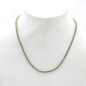 Collar de Cadena Tipo Tenis de 17 Pulgadas con Esmeralda Natural en Oro Amarillo de 14k, Joyería Fina al por Mayor - Product Image 1
