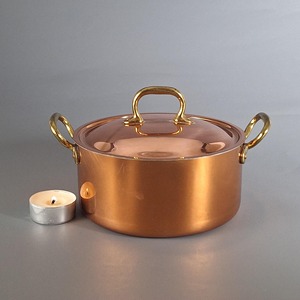 Marmite en cuivre à double poignée en laiton et couvercle, résistante au four, pour cuisinières à gaz et à induction, livraison directe d'usine - Product Image 3