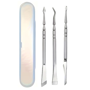 3 Pcs Stainless Steel Manicure Set, Featuring a Double-Head Cuticle Pusher And Storage Box Professional Nail Cuticle Pusher <b>Tool</b> - Product Image 1