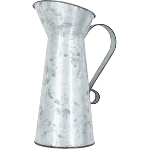 Jarra de metal galvanizado vintage con asa, decoración rústica, florero para mesa estilo shabby chic, decoración francesa para el hogar y bodas - Product Image 1