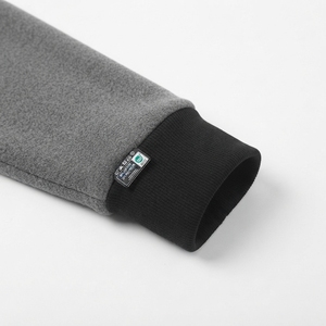 Men Cotton <b>Fleece</b> Zip-Up Hoodie, <b>Grey</b> Contrast Panel Sportswear <b>Jacket</b>, Wholesale OEM Custom Casual Hoodies Manufacturer - Product Image 4