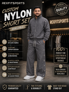 REXFIT SPORTS 2026 Custom <b>Nylon</b> Tracksuit For Men Full Zip Jacket Snap Button <b>Jogger</b> Pants Lightweight Sportswear Streetwear - Product Image 6