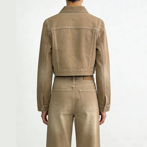 Conjunto de Dos Piezas OEM Personalizado para Mujer: Chaqueta Vaquera Vintage Lavada y Jeans de Pierna Recta - Product Image 2