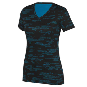 Camiseta de Manga Corta con Cuello en V para Hombre, Diseño de Camuflaje Negro, Secado Rápido, Transpirable, Estilo Urbano, Corte Ajustado, Tejido de 280 Gramos, 100% Algodón - Product Image 3
