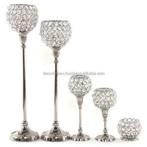 เชิงเทียนโลหะทรงสี่เหลี่ยมประดับลูกปัดเชิงเทียนสำหรับงานแต่งงานและตกแต่งบ้าน - Product Image 3