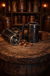Mug en bois poli fait main style corne de Viking, mugs à bière rustiques en bois, chopes rustiques en bois de manguier avec intérieur en acier inoxydable - Product Image 5