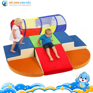 Set de Juego Suave con Túnel para Niños, Bloques de Espuma de Peluche Multicolor para Interiores, Diseño Modular Ecológico, de 1 a 10 Años - Product Image 1