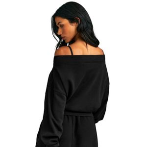 Sudadera Holgada de Cuello Ancho para Mujer, Manga Larga, Tejido Suave, Estilo Casual, Deportivo y de Moda - Product Image 2