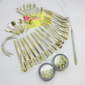 Hair Extension Tools High Quality Hair Extension Clips C Shape Curve <b>Needles</b> Micro <b>Beads</b> Sliver Stainless Steel Salon Use Hair - Product Image 1