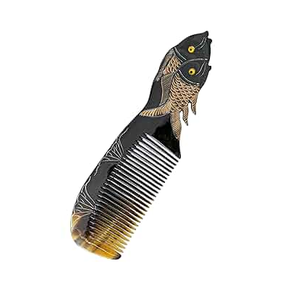 Peine de Cuerno Natural de la Mejor Calidad, Peine de Cuerno de Búfalo Pulido con Forma de Pez, Peine 100% Natural y Suave - Product Image 1