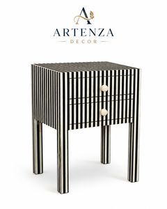 Modern Handcrafted Wooden Side <b>Table</b> Bone Resin Inlay Eco-friendly <b>Console</b> <b>Storage</b> Box Hexagon Accent Stand for Living Room - Product Image 3