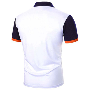 Polo de Manga Corta para Hombre, Diseño Casual con Bloques de Color, Tejido a Rayas, con Bolsillo, Blanco, Azul Marino, Naranja - Product Image 4