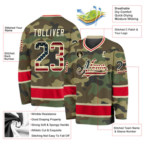 Maillot de hockey sur glace personnalisé de haute qualité avec logo, manches longues, col en V, séchage rapide, effet délavé, évacuation de l'humidité - Product Image 5