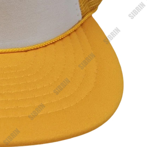 Casquette Trucker SIBRIN personnalisée à 5 panneaux, blanche et jaune, en maille, à visière plate, pour Motorsport, Skateboard, Activités de plein air, Streetwear, Décontractée, Sportive - Product Image 6
