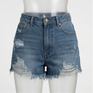 Shorts de Mezclilla para Mujer, Cintura Alta, Dobladillo Enrollado, Desgastados y Rotos, Calidad Premium, Ropa Casual de Verano _1 - Product Image 1