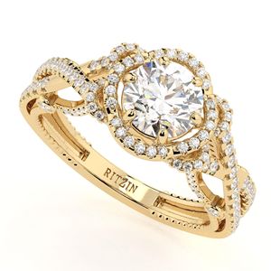 Anillo de Aniversario RITZIN con Corte Redondo, Halo Trenzado, Elegante y Resistente para Mujer en Blanco/Amarillo/Oro/Plata - Product Image 3