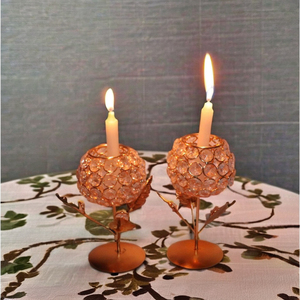 Juego de 2 candelabros con cuentas de cristal en forma de Rosa elegante, acabado dorado, modelo de hierro, técnica chapada, decoración romántica, regalo, artesanías de Metal - Product Image 4