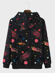 Sudadera con Capucha para Hombre, Estampado NASA, Talla Grande, Casual, Negra, Corte Regular, Invierno, Tejida, Servicio OEM, 100% Algodón, Envío Rápido - Product Image 2